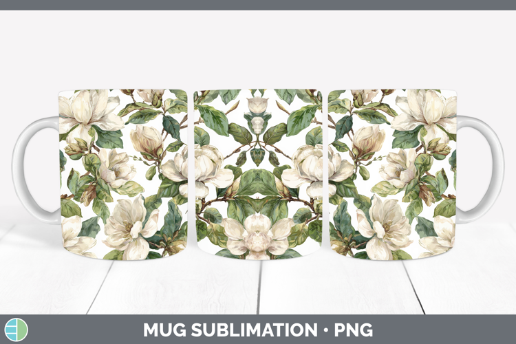 Magnolia Flowers 02 Pastel Pattern Mug Wrap Sublimation Desi
