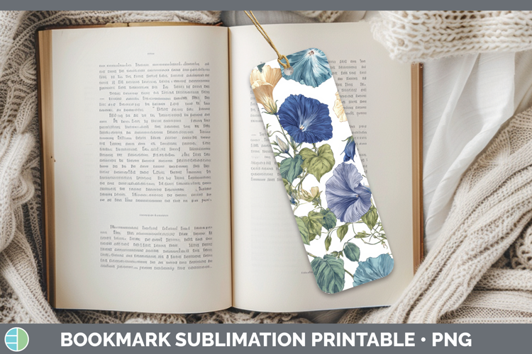Morning Glory Flowers 02 Pastel Pattern Bookmark Sublimation