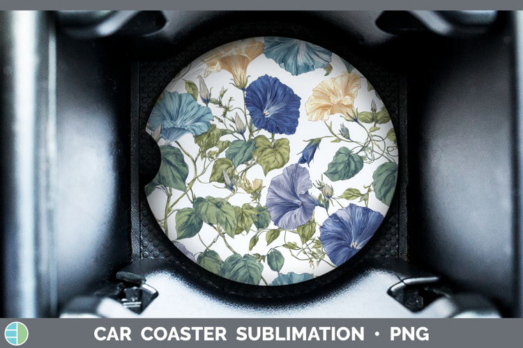 Morning Glory Flowers 02 Pastel Pattern Car Coaster Sublimat