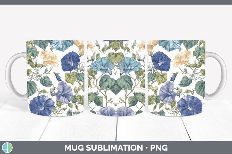 Morning Glory Flowers 02 Pastel Pattern Mug Wrap Sublimation