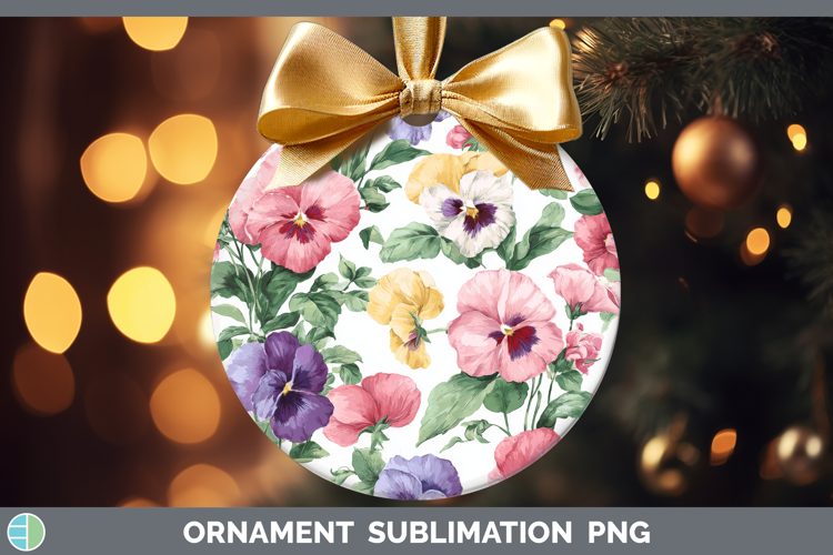 Pansy Flowers 02 Pastel Pattern Ornament Sublimation Design