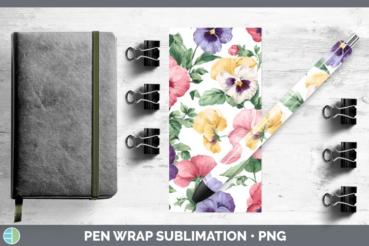Pansy Flowers 02 Pastel Pattern Pen Wrap Sublimation Design