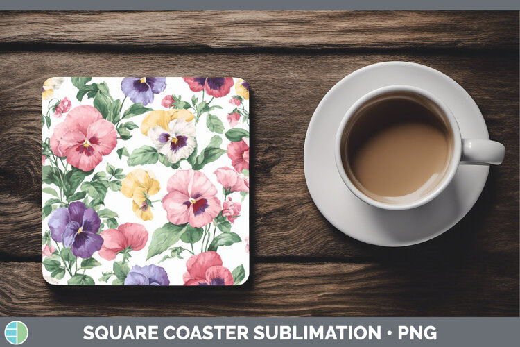 GorgeousFlowers 02 Pastel Pattern Square Coaster design.