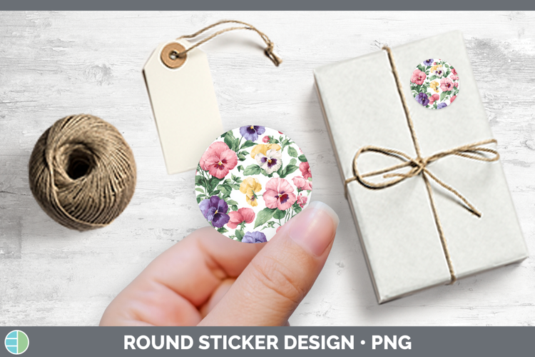 Pansy Flowers 02 Pastel Pattern Stickers Design