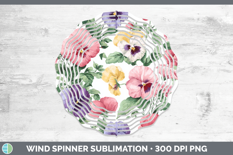 Pansy Flowers 02 Pastel Pattern Wind Spinner Sublimation Des