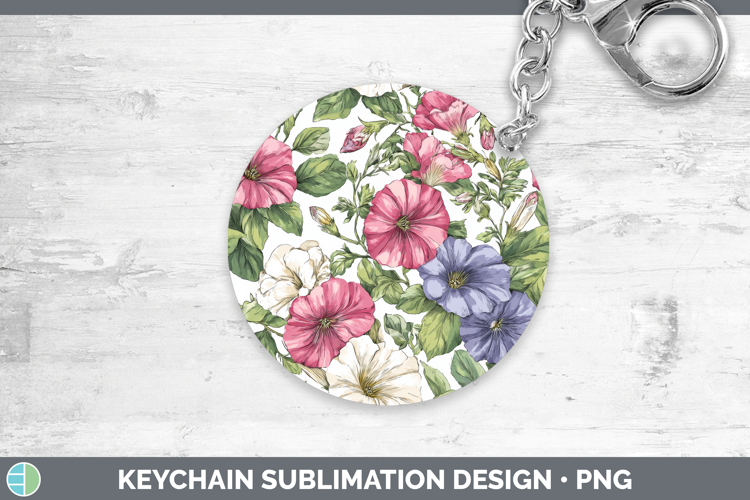 Petunia Flowers 02 Pastel Pattern Keychain Sublimation Desig