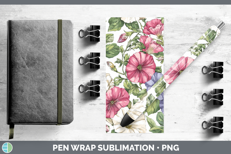 Petunia Flowers 02 Pastel Pattern Pen Wrap Sublimation Desig