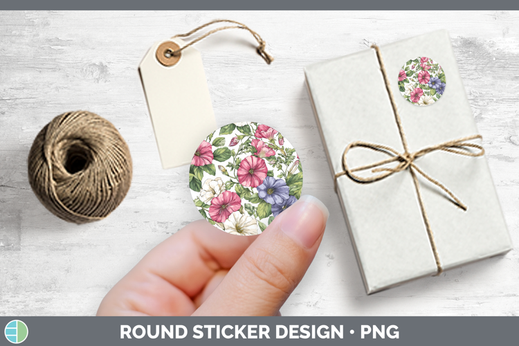 Petunia Flowers 02 Pastel Pattern Stickers Design