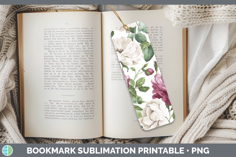 Rose Flowers 02 Pastel Pattern Bookmark Sublimation Design