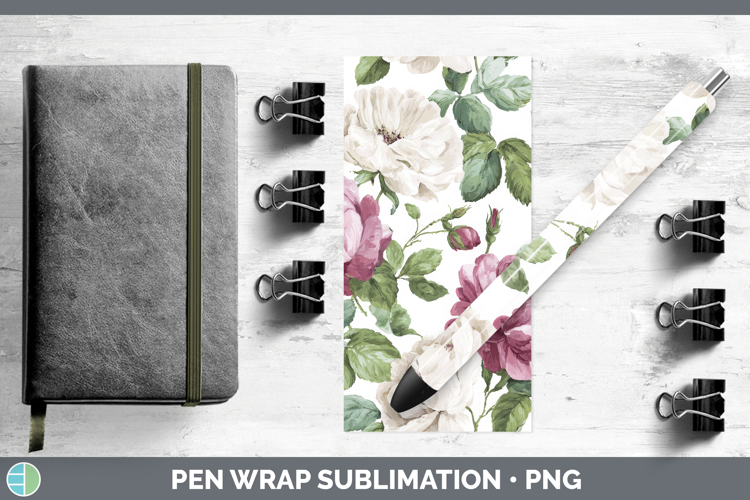Rose Flowers 02 Pastel Pattern Pen Wrap Sublimation Design