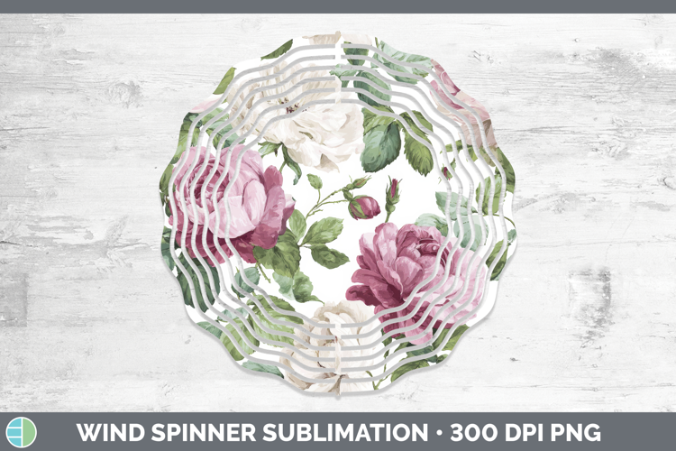 Rose Flowers 02 Pastel Pattern Wind Spinner Sublimation Desi
