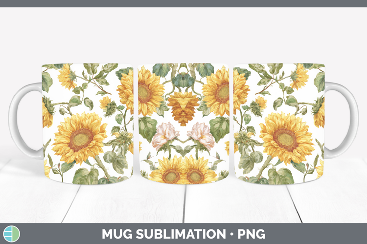 Sunflower Flowers 02 Pastel Pattern Mug Wrap Sublimation Des