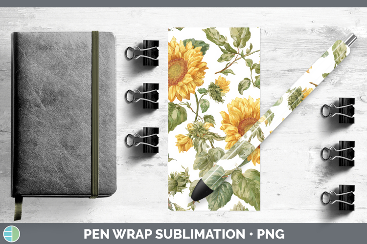 Sunflower Flowers 02 Pastel Pattern Pen Wrap Sublimation Des