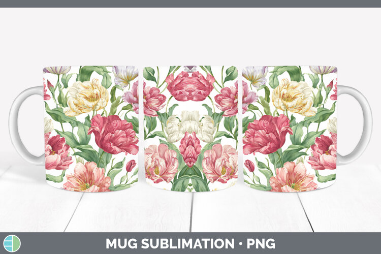 GorgeousFlowers 02 Pastel Pattern Mug Wrap design.