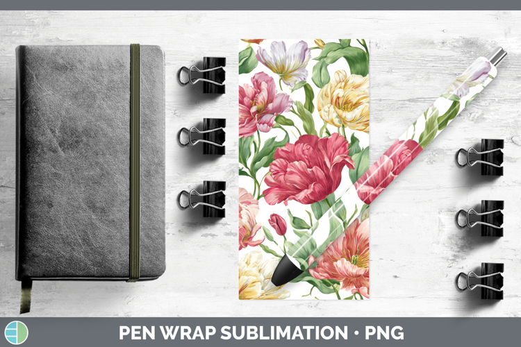 Tulip Flowers 02 Pastel Pattern Pen Wrap Sublimation Design