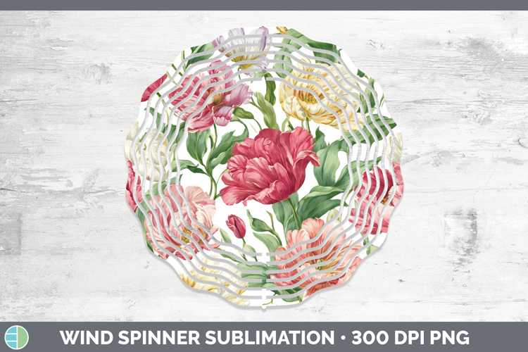 Tulip Flowers 02 Pastel Pattern Wind Spinner Sublimation Des