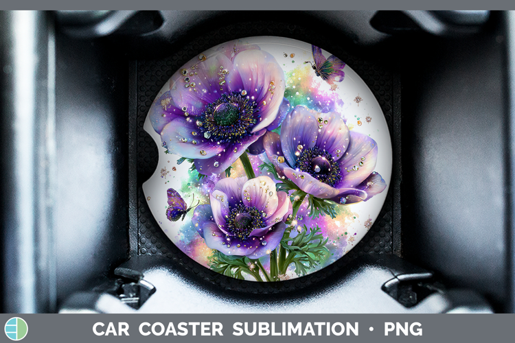 Flowers 02 Rainbow Summer Anemone Car Coaster Sublimation D
