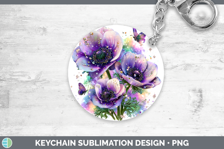 Flowers 02 Rainbow Summer Anemone Keychain Sublimation Keyri
