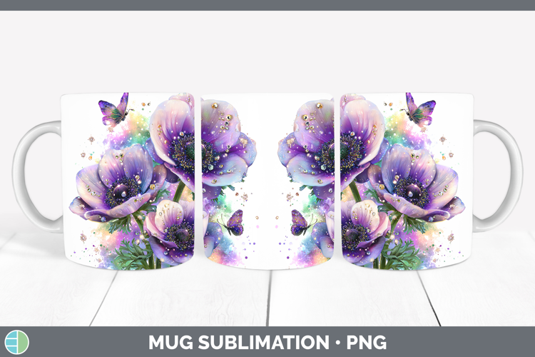 Flowers 02 Rainbow Summer Anemone Mug Wrap Sublimation Coffe
