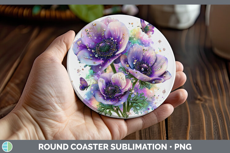 GorgeousFlowers 02 Rainbow Summer Round Coaster design.