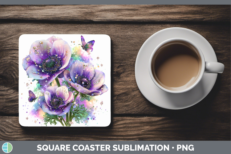 Flowers 02 Rainbow Summer Anemone Square Coaster Sublimation