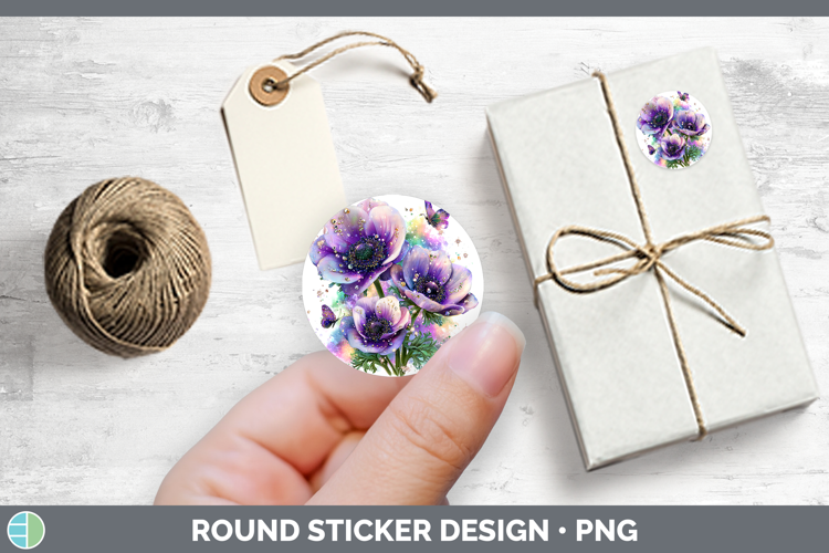 Flowers 02 Rainbow Summer Anemone Stickers | Round Labels De