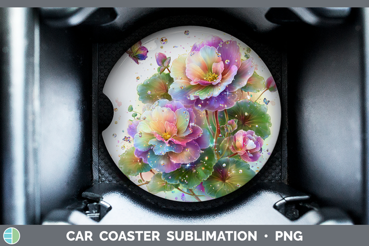 Flowers 02 Rainbow Summer Begonia Car Coaster Sublimation D
