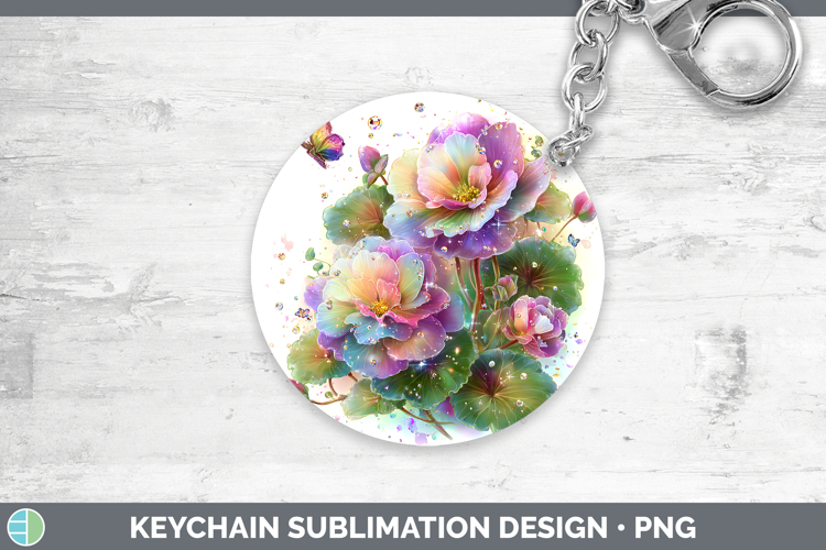 Flowers 02 Rainbow Summer Begonia Keychain Sublimation Keyri