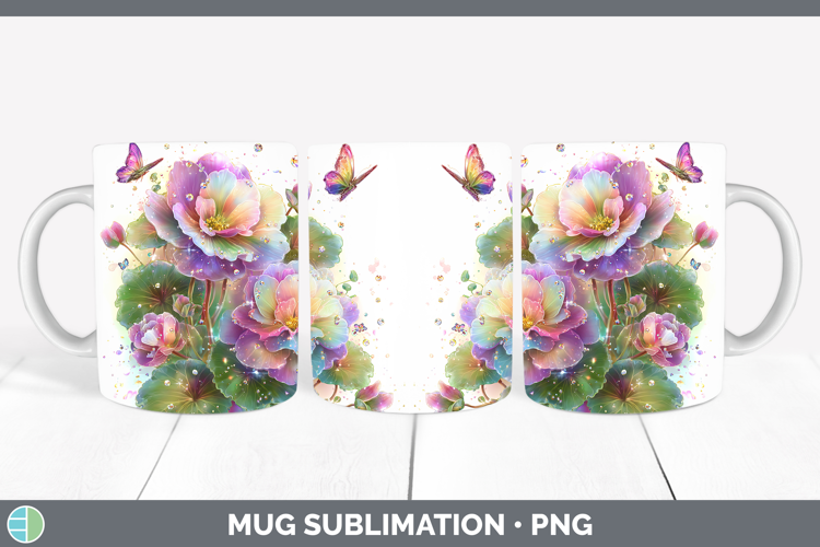 Flowers 02 Rainbow Summer Begonia Mug Wrap Sublimation Coffe