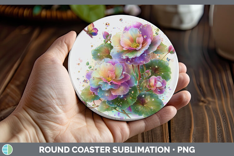 GorgeousFlowers 02 Rainbow Summer Round Coaster design.