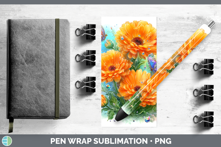 Flowers 02 Rainbow Summer Calendula Pen Wrap Sublimation Pen