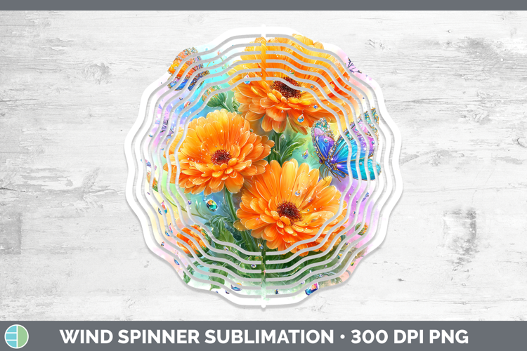 Flowers 02 Rainbow Summer Calendula Wind Spinner Sublimation
