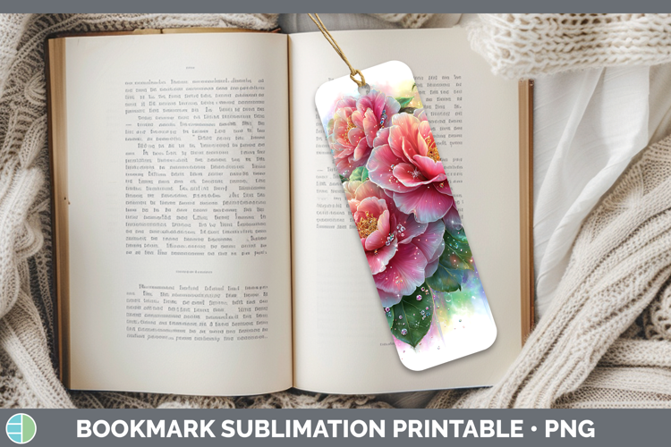 Flowers 02 Rainbow Summer Camellia Bookmark Sublimation Prin