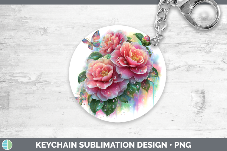 Flowers 02 Rainbow Summer Camellia Keychain Sublimation Keyr