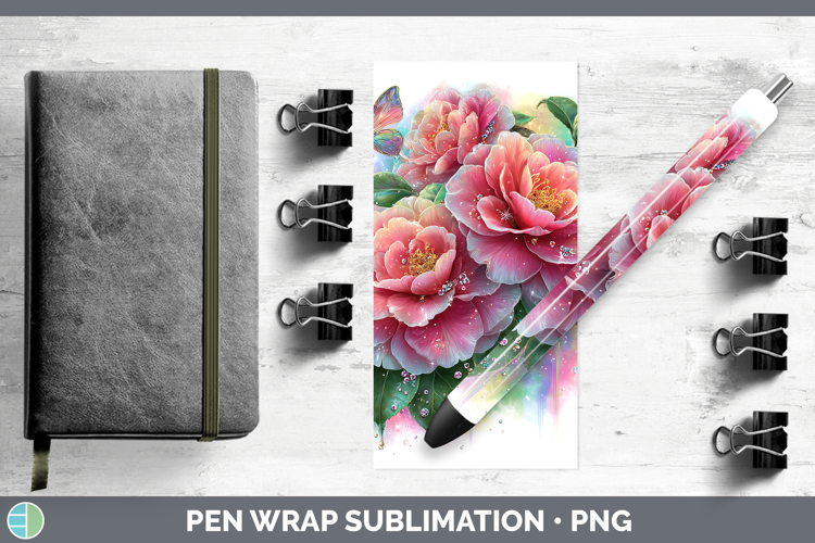 Flowers 02 Rainbow Summer Camellia Pen Wrap Sublimation Pen