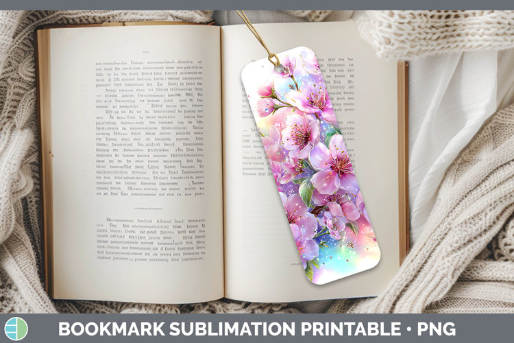 Flowers 02 Rainbow Summer Cherry Blossom Bookmark Sublimatio