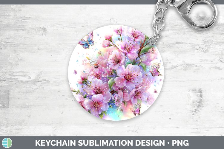 Flowers 02 Rainbow Summer Cherry Blossom Keychain Sublimatio