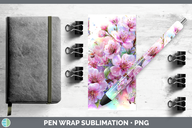Flowers 02 Rainbow Summer Cherry Blossom Pen Wrap Sublimatio