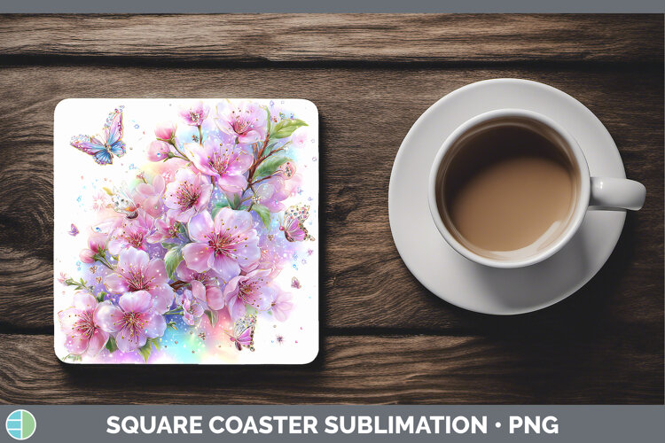 GorgeousFlowers 02 Rainbow Summer Square Coaster design.