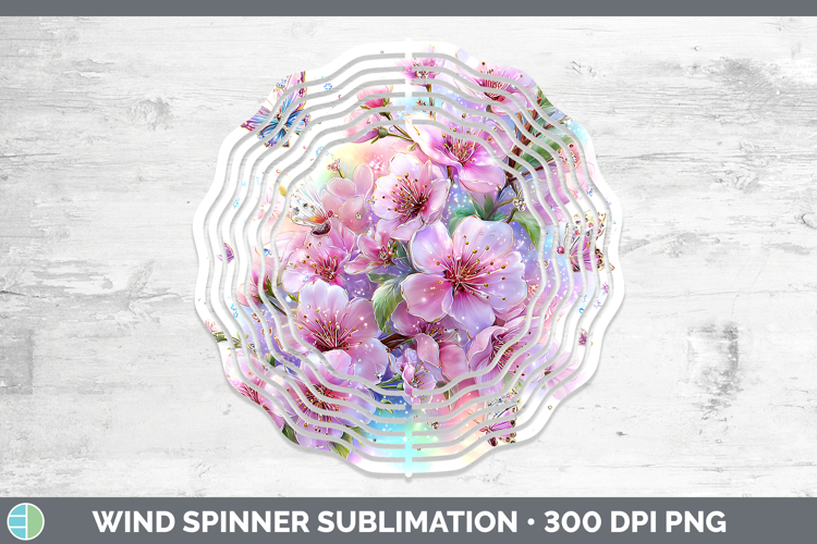 Flowers 02 Rainbow Summer Cherry Blossom Wind Spinner Sublim