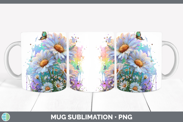 Flowers 02 Rainbow Summer Daisy Mug Wrap Sublimation Coffee