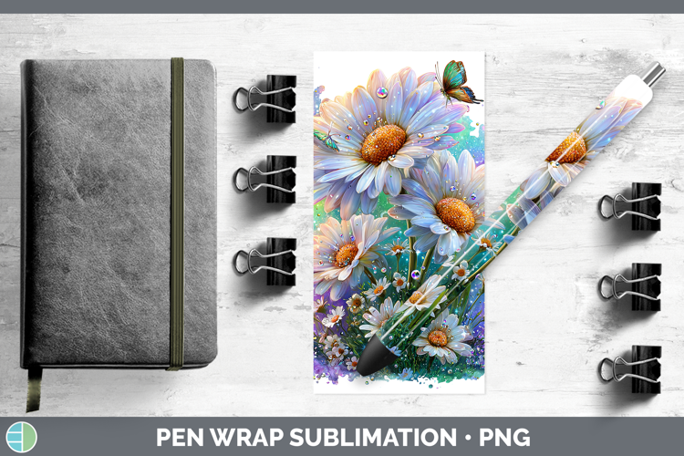 Flowers 02 Rainbow Summer Daisy Pen Wrap Sublimation Pen Des