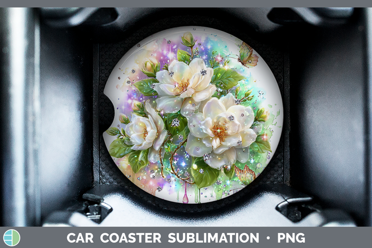 Flowers 02 Rainbow Summer Gardenia Car Coaster Sublimation