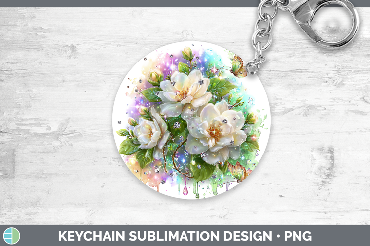 Flowers 02 Rainbow Summer Gardenia Keychain Sublimation Keyr