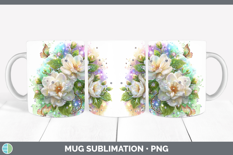 Flowers 02 Rainbow Summer Gardenia Mug Wrap Sublimation Coff