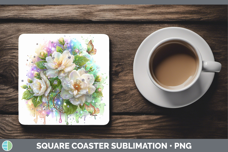 Flowers 02 Rainbow Summer Gardenia Square Coaster Sublimatio