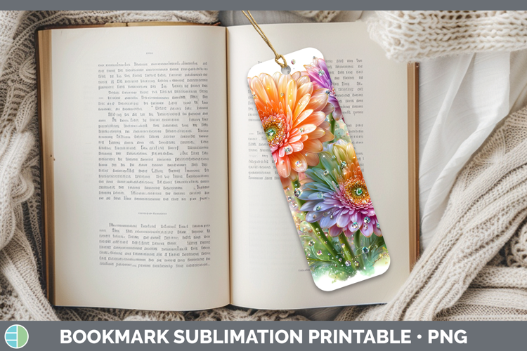 Flowers 02 Rainbow Summer Gerbera Daisy Bookmark Sublimation