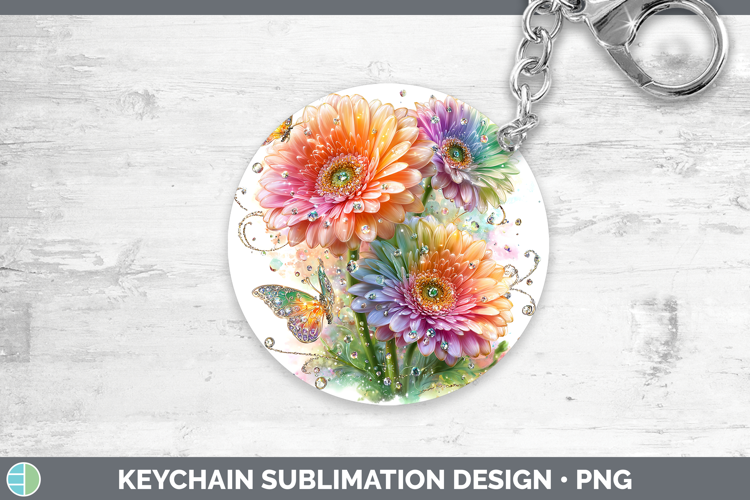 Flowers 02 Rainbow Summer Gerbera Daisy Keychain Sublimation