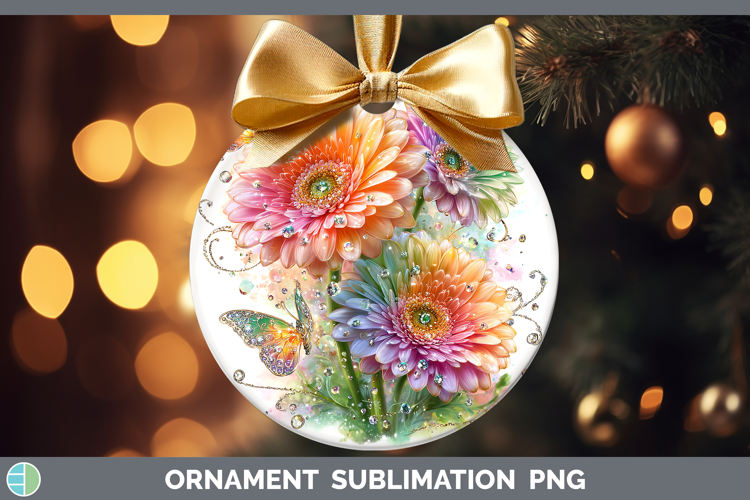 Flowers 02 Rainbow Summer Gerbera Daisy Ornament Sublimation