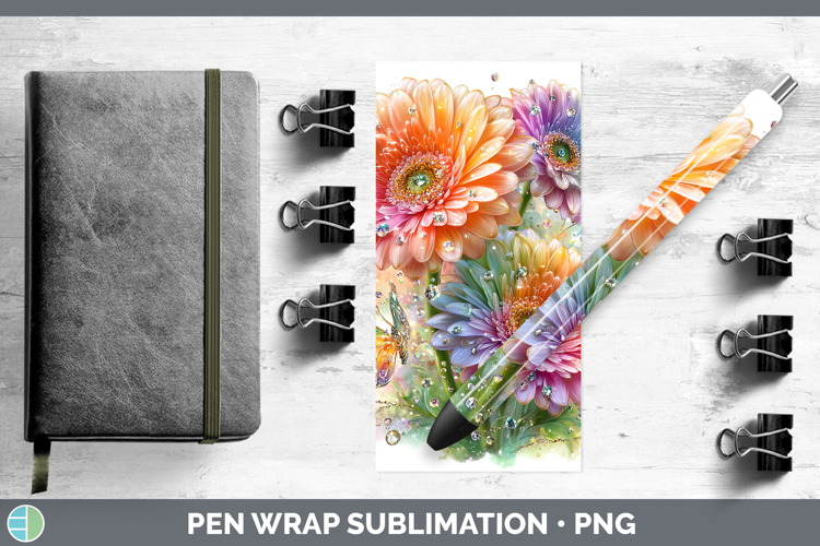 Flowers 02 Rainbow Summer Gerbera Daisy Pen Wrap Sublimation